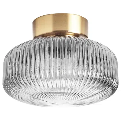Ikea Solklint Ceiling Lamp, Brass/gray Clear Glass, 11 "