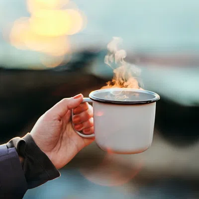 Ikea Soluppgång Mug, Enamelled Steel, Height: 3 " In White