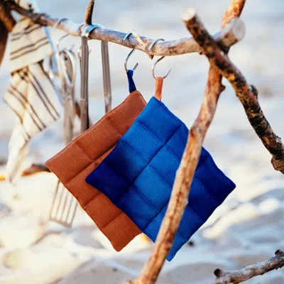 Ikea Soluppgång Pot Holder, Blue/brown, 8x8 " In Multi