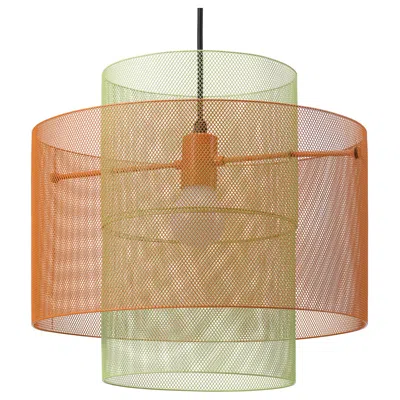 Ikea Solvinden Ceiling Lamp, Mesh Orange/light Green, Height: 14 " In Multi