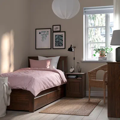 Ikea Songesand Bed Frame With 2 Storage Boxes, Brown, Twin