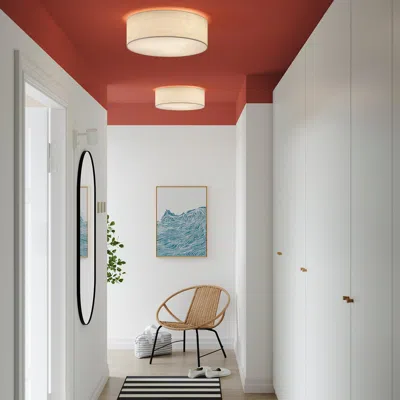 Ikea Spegelrocka Ceiling Lamp, White Textile, 17 " In Red