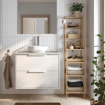 Ikea Stegesund Shelf Unit, Light Bamboo, 14x11x64 " In Neutral