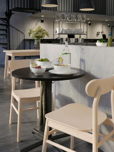 Ikea Stensele / Rönninge Table And 2 Chairs, Anthracite/anthracite Birch, 27 1/2 "