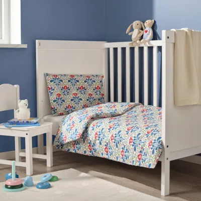 Ikea Sätervide Duvet Cover 1 Pillowcase For Crib, White Blue/floral Pattern, 43 1/4x49 1/4/13 3/4x21 5/8 