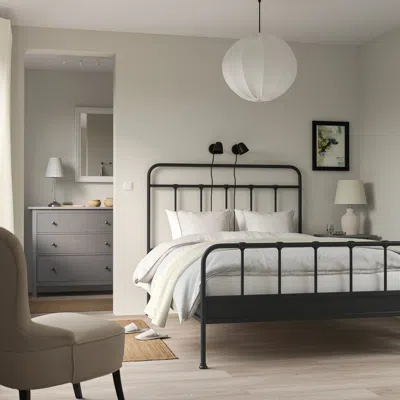 Ikea Stjärnö Bed Frame, Anthracite, Full In Gray