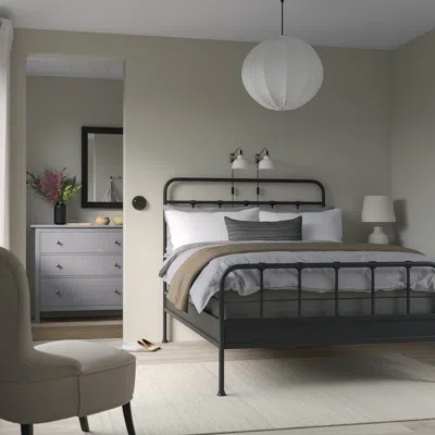 Ikea Stjärnö Bed Frame, Anthracite, Full In Gray