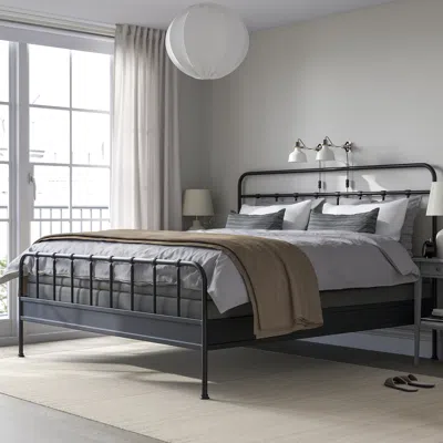 Ikea Stjärnö Bed Frame, Anthracite, King In Gray