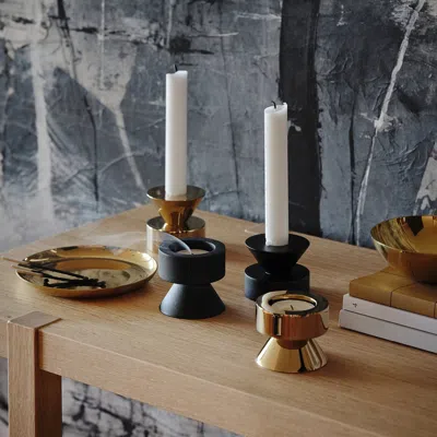 Ikea Stockholm 2025 Candlestick/tealight Holder, Black, 2 "