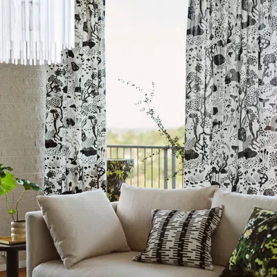 Ikea Stockholm 2025 Curtains, 1 Pair, White/black/with Heading Tape, 57x98 "