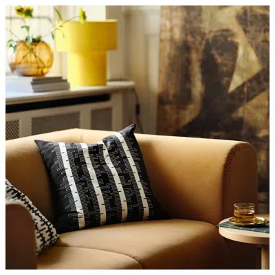 Ikea Stockholm 2025 Cushion Cover, Black/off-white, 20x20 "