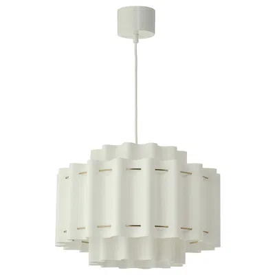 Ikea Stockholm 2025 Pendant Lamp, White Textile/brass Plated, 20 "