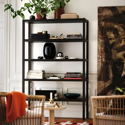 Ikea Stockholm 2025 Shelf Unit, Oak Veneer/dark Brown, 47 3/8x15 7/8x74 1/8 " In Black