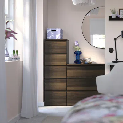 Ikea Storklinta 5-drawer Dresser, Dark Brown/oak Effect Anchor/unlock Function, 15 3/4x18 7/8x47 1/4 "