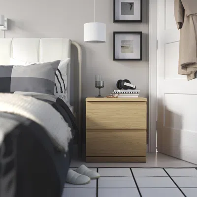 Ikea Storklinta Nightstand, Oak Effect/with 2 Drawers, 19 5/8x18 7/8x20 7/8 "