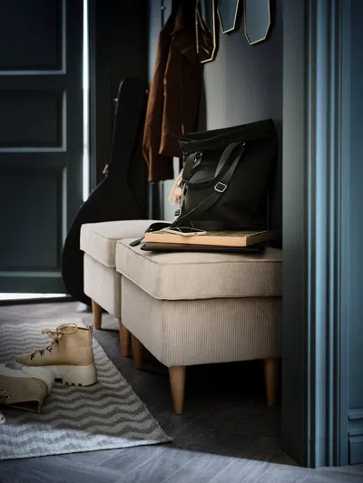 Ikea Strandmon Ottoman, Kelinge Beige, Width: 23 5/8 "