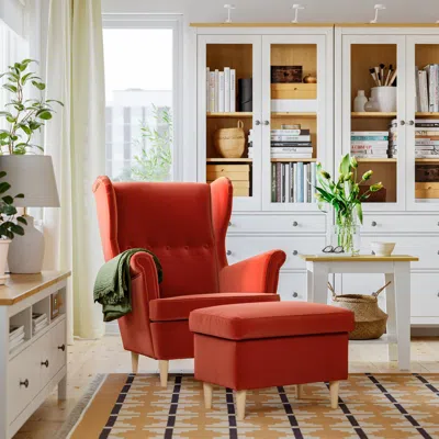 Ikea Strandmon Wing Chair, Tommaboda Brown-red, Width: 32 1/4 "