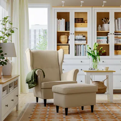 Ikea Strandmon Wing Chair, Tommaboda Deep Beige, Width: 32 1/4 "