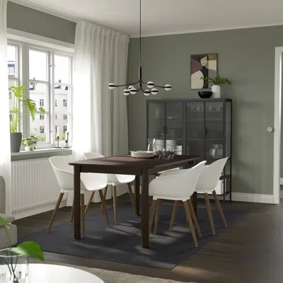 Ikea Strandtorp / Grönsta Table And 4 Armchairs, Brown/white, 59/80 3/4/102 3/8 "