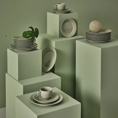 Ikea Strimmig Side Plate, Stoneware Pale Gray-green, 8 "