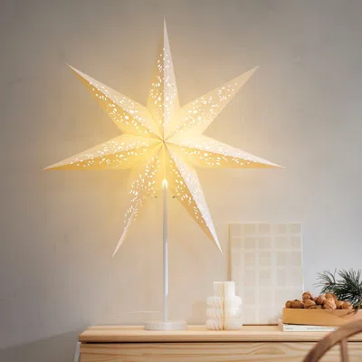 Ikea Stråla Lamp Shade, Paper Star/lace White, 28 " In Gold