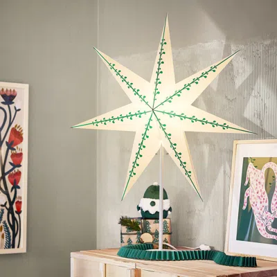 Ikea Stråla Lamp Shade, Paper Star/white Green, 28 "