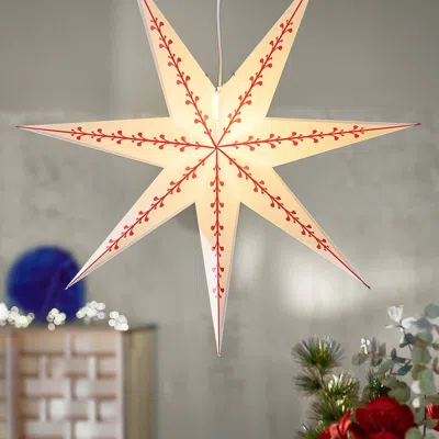 Ikea Stråla Lamp Shade, Paper Star/white Red, 35 "