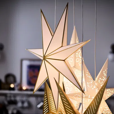 Ikea Stråla Lamp Shade, White/gold, 35 "