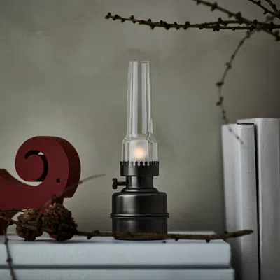 Ikea Stråla Led Decorative Table Lamp, Glass Battery Operated/dark Gray, 7 1/2 " In Black