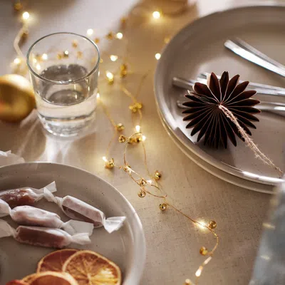 Ikea Stråla Led Lighting Chain, Bell-shaped Battery Operated/brass Color, 14 ' 9 " In Multi