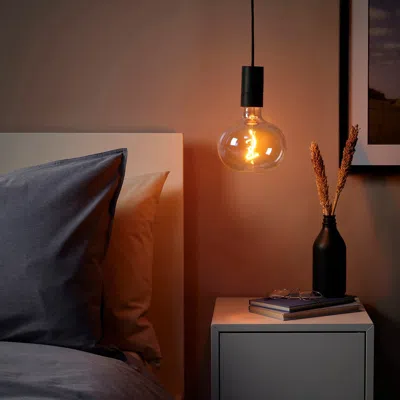 Ikea Sunneby / Molnart Pendant Lamp With Led Bulb, Black/ellipse Shaped Multicolor