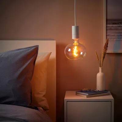 Ikea Sunneby / Molnart Pendant Lamp With Led Bulb, White/ellipse Shaped Multicolor