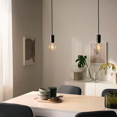 Ikea Sunneby / Trådfri Pendant Lamp With Led Bulb, Black/smart Warm White