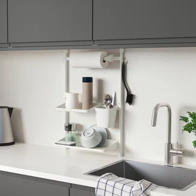 Ikea Sunnersta Kitchen Organizer Set, No Drill/dish Drnr/shlf/kitch Roll Hldr/cont, Width: 18 "