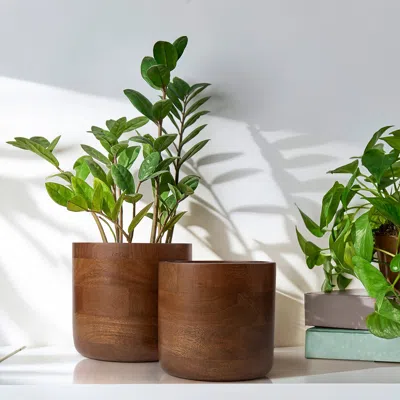 Ikea Svarthätta Plant Pot, Mango Wood, 6 " In Brown