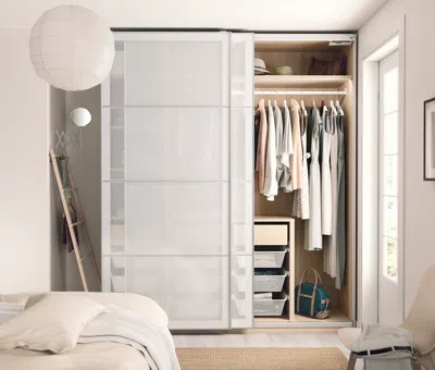 Ikea Svartisdal 4 Panels For Sliding Door Frame, White Paper Effect, 39 3/8x92 7/8 "