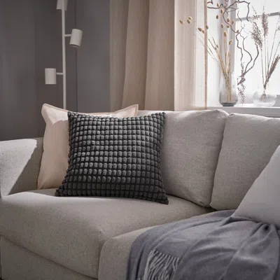 Ikea Svartpoppel Cushion Cover, Anthracite, 20x20 "