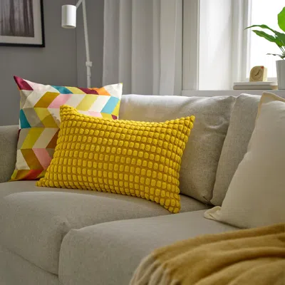 Ikea Svartpoppel Cushion Cover, Yellow, 16x23 "