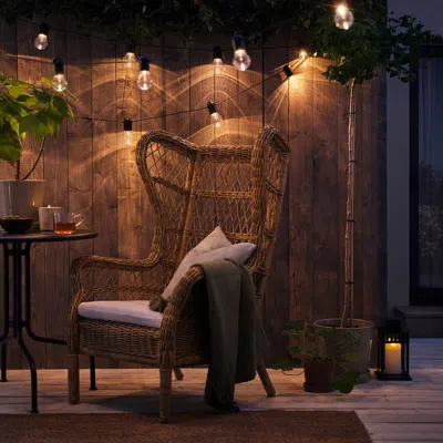 Ikea Svartrå Led Lighting Chain With 20 Bulbs, Outdoor Black, Total Length: 39 ' 4 "