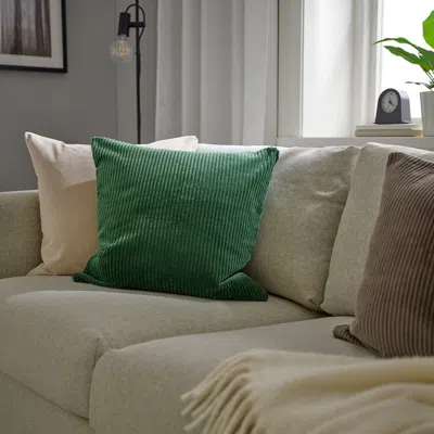 Ikea Åsveig Cushion Cover, Dark Green, 20x20 " In Gray