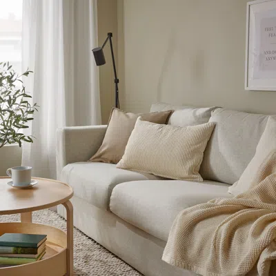 Ikea Åsveig Cushion Cover, Light Beige, 16x23 "