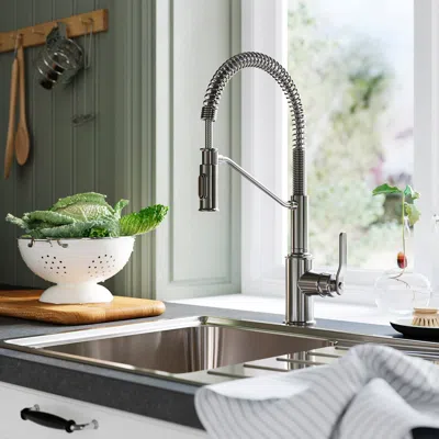 Ikea Taksjön Pull Down Kitchen Faucet With Spray, Stainless Steel Color, Height: 18 7/8 "