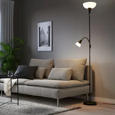 Ikea Tågarp Floor Uplighter/reading Lamp, Black/white, Base Diameter: 8 "