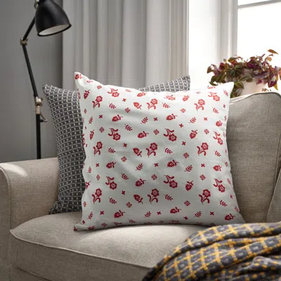 Ikea Tågsäckmal Cushion Cover, White/floral Pattern, 20x20 "