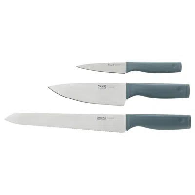 Ikea Tigerbarb 3-piece Knife Set, Gray-turquoise