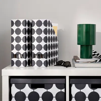 Ikea Tjena Magazine File, White Black/dotted, Width: 4 "