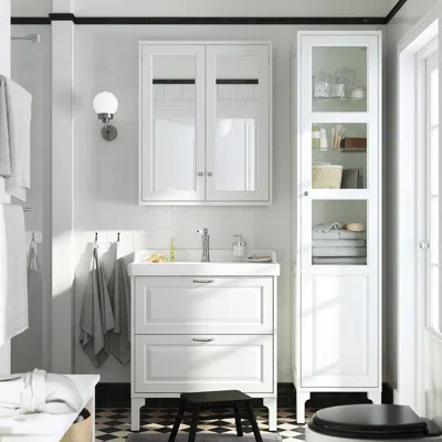 Ikea Tännforsen High Cabinet With Doors, White, 18x15x77 "