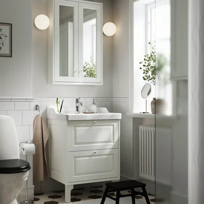 Ikea Tännforsen Mirror Cabinet With Doors, White, 24x6x37 "
