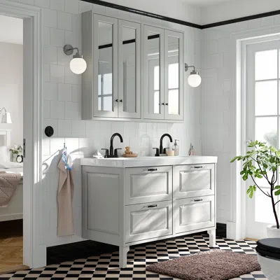 Ikea Tännforsen / Orrsjön Bathroom Vanity With Sink & Faucet, Light Gray, 49x21 3/4x34 5/8 "