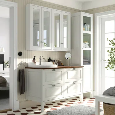 Ikea Tännforsen / Rutsjön Bathroom Vanity With Sink & Faucet, White, 49x21 1/2x37 1/8 "